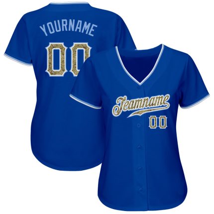 Personalized Royal Camo-Light Blue Authentic Baseball Jersey Team Custom Name and Number