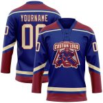 Personalized Royal City Cream-Crimson Hockey Lace Neck Jersey Team Custom Name and Number