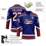 Personalized Royal City Cream-Crimson Hockey Lace Neck Jersey Team Custom Name and Number