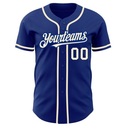 Personalized Royal Cream Authentic Baseball Jersey Team Custom Name and Number