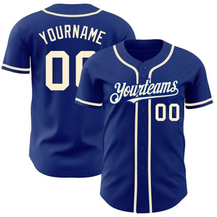 Personalized Royal Cream Authentic Baseball Jersey Team Custom Name and Number