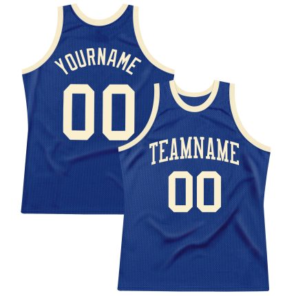 Personalized Royal Cream Authentic Throwback Basketball Jersey Team Custom Name and Number