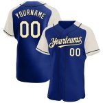 Personalized Royal Cream-Black Authentic Raglan Sleeves Baseball Jersey Team Custom Name and Number