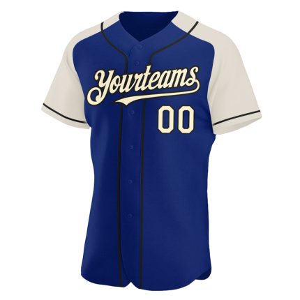 Personalized Royal Cream-Black Authentic Raglan Sleeves Baseball Jersey Team Custom Name and Number