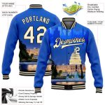 Personalized Royal Cream-Black Capitol Washington City Edition 3D Bomber Full-Snap Varsity Letterman Jacket Team Custom Name and Number