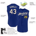 Personalized Royal Cream-Gold Authentic Sleeveless Baseball Jersey Team Custom Name and Number