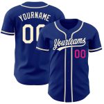 Personalized Royal Cream-Hot Pink Authentic Baseball Jersey Team Custom Name and Number