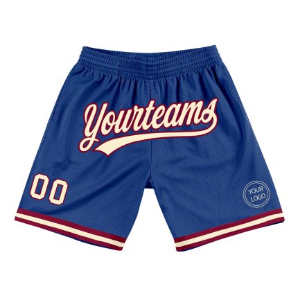 Personalized Royal Cream-Maroon Authentic Throwback Basketball Shorts