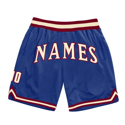 Personalized Royal Cream-Maroon Authentic Throwback Basketball Shorts Team Custom Name and Number