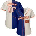 Personalized Royal Cream-Orange Authentic Split Fashion Baseball Jersey Team Custom Name and Number