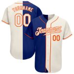 Personalized Royal Cream-Orange Authentic Split Fashion Baseball Jersey Team Custom Name and Number