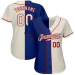 Personalized Royal Cream-Red Authentic Split Fashion Baseball Jersey Team Custom Name and Number