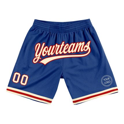 Personalized Royal Cream-Red Authentic Throwback Basketball Shorts Team Custom Name and Number