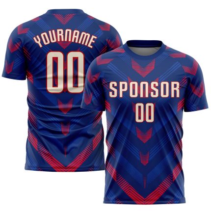 Personalized Royal Cream-Red Sublimation Soccer Uniform Jersey Team Custom Name and Number