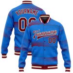 Personalized Royal Crimson-Cream 3D Pattern Design Bomber Full-Snap Varsity Letterman Jacket Team Custom Name and Number