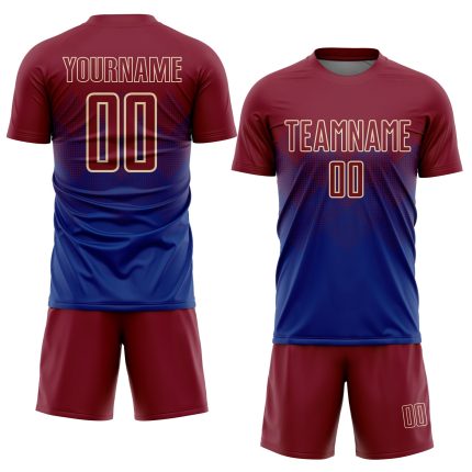 Personalized Royal Crimson-Cream Sublimation Soccer Uniform Jersey Team Custom Name and Number