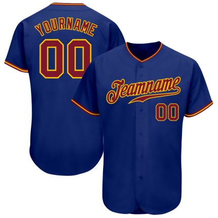 Personalized Royal Crimson-Gold Authentic Baseball Jersey Team Custom Name and Number