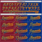 Personalized Royal Crimson-Gold Bomber Full-Snap Varsity Letterman Gradient Fashion Jacket Team Custom Name and Number