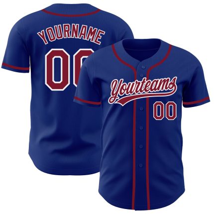 Personalized Royal Crimson-White Authentic Baseball Jersey