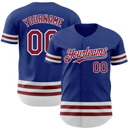 Personalized Royal Crimson-White Line Authentic Baseball Jersey Team Custom Name and Number