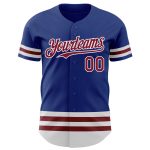 Personalized Royal Crimson-White Line Authentic Baseball Jersey Team Custom Name and Number