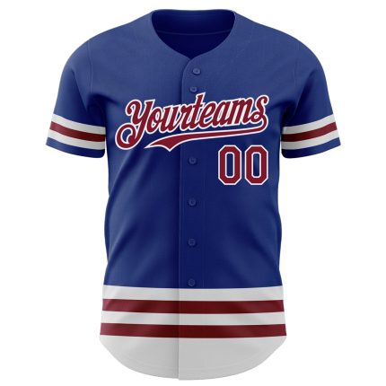 Personalized Royal Crimson-White Line Authentic Baseball Jersey Team Custom Name and Number