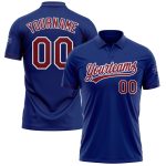 Personalized Royal Crimson-White Performance Vapor Golf Polo Shirt Team Custom Name and Number