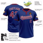 Personalized Royal Crimson-White Two-Button Unisex Softball Jersey Team Custom Name and Number