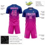 Personalized Royal Deep Pink-White Sublimation Soccer Uniform Jersey Team Custom Name and Number