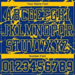 Personalized Royal Gold Abstract Grunge Art Round Neck Sublimation Basketball Suit Jersey Team Custom Name and Number