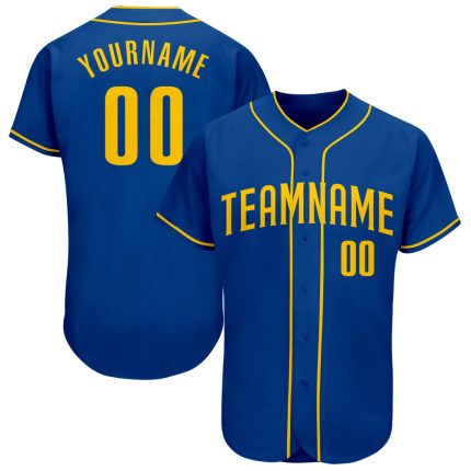 Personalized Royal Gold Authentic Baseball Jersey Team Custom Name and Number