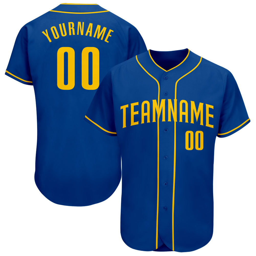 Personalized Royal Gold Authentic Baseball Jersey Team Custom Name and Number