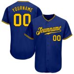 Personalized Royal Gold-Black Authentic Baseball Jersey Team Custom Name and Number