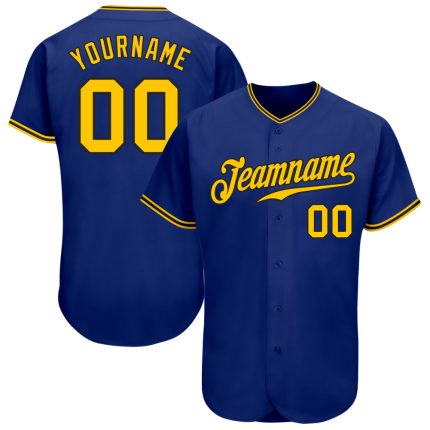 Personalized Royal Gold-Black Authentic Baseball Jersey Team Custom Name and Number