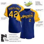 Personalized Royal Gold-Black Authentic Raglan Sleeves Baseball Jersey Team Custom Name and Number