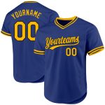 Personalized Royal Gold-Black Authentic Throwback Baseball Jersey Team Custom Name and Number