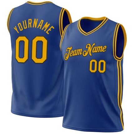 Personalized Royal Gold-Black Authentic Throwback Basketball Jersey
