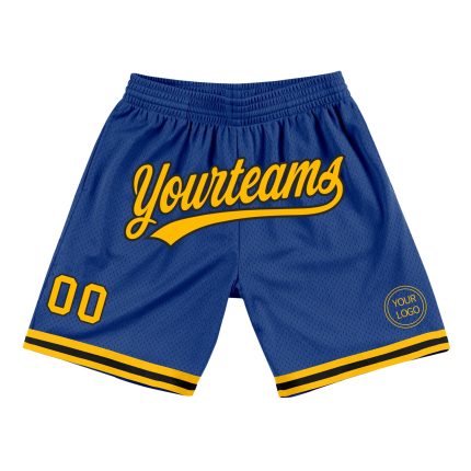 Personalized Royal Gold-Black Authentic Throwback Basketball Shorts