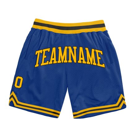 Personalized Royal Gold-Black Authentic Throwback Basketball Shorts Team Custom Name and Number