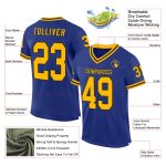 Personalized Royal Gold-Black Mesh Authentic Throwback Football Jersey Team Custom Name and Number