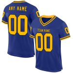 Personalized Royal Gold-Black Mesh Authentic Throwback Football Jersey Team Custom Name and Number
