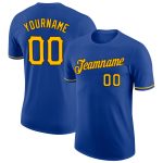 Personalized Royal Gold-Black Performance T-Shirt Team Custom Name and Number