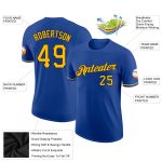 Personalized Royal Gold-Black Performance T-Shirt Team Custom Name and Number