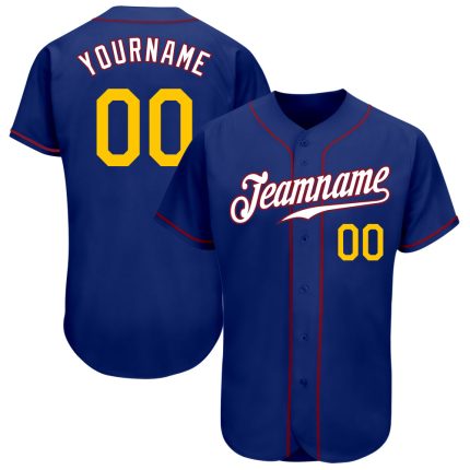 Personalized Royal Gold-Crimson Authentic Baseball Jersey Team Custom Name and Number