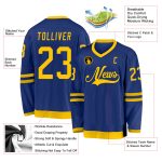 Personalized Royal Gold Hockey Jersey Team Custom Name and Number