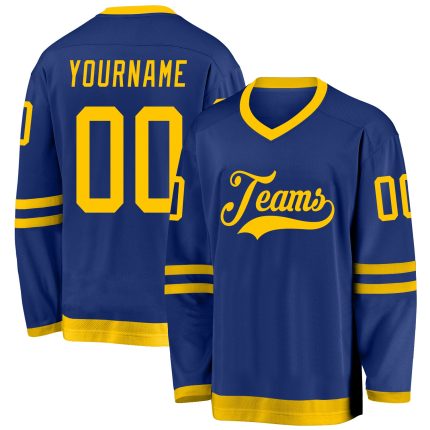 Personalized Royal Gold Hockey Jersey Team Custom Name and Number