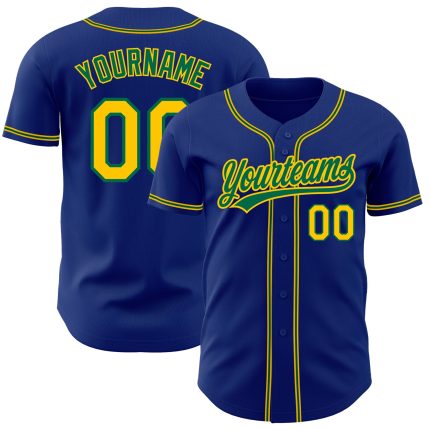 Personalized Royal Gold-Kelly Green Authentic Baseball Jersey Team Custom Name and Number