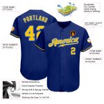 Personalized Royal Gold-Light Blue Authentic Baseball Jersey Team Custom Name and Number