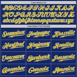 Personalized Royal Gold-Light Blue Authentic Baseball Jersey Team Custom Name and Number