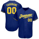 Personalized Royal Gold-Light Blue Authentic Baseball Jersey Team Custom Name and Number